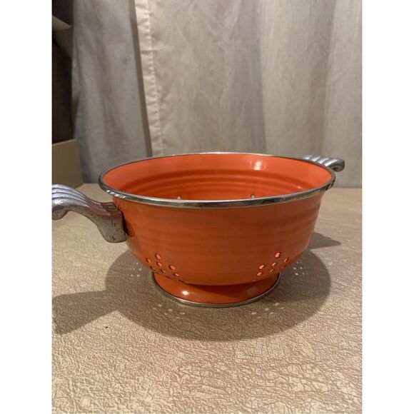 Persimmon Enameled Colander-7” Strainer Metal Claw Handles RARE *Like Fiestaware - Picture 1 of 5